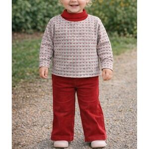 Vintage Toddler Shirt (Toddler size) Red pattern long sleeve